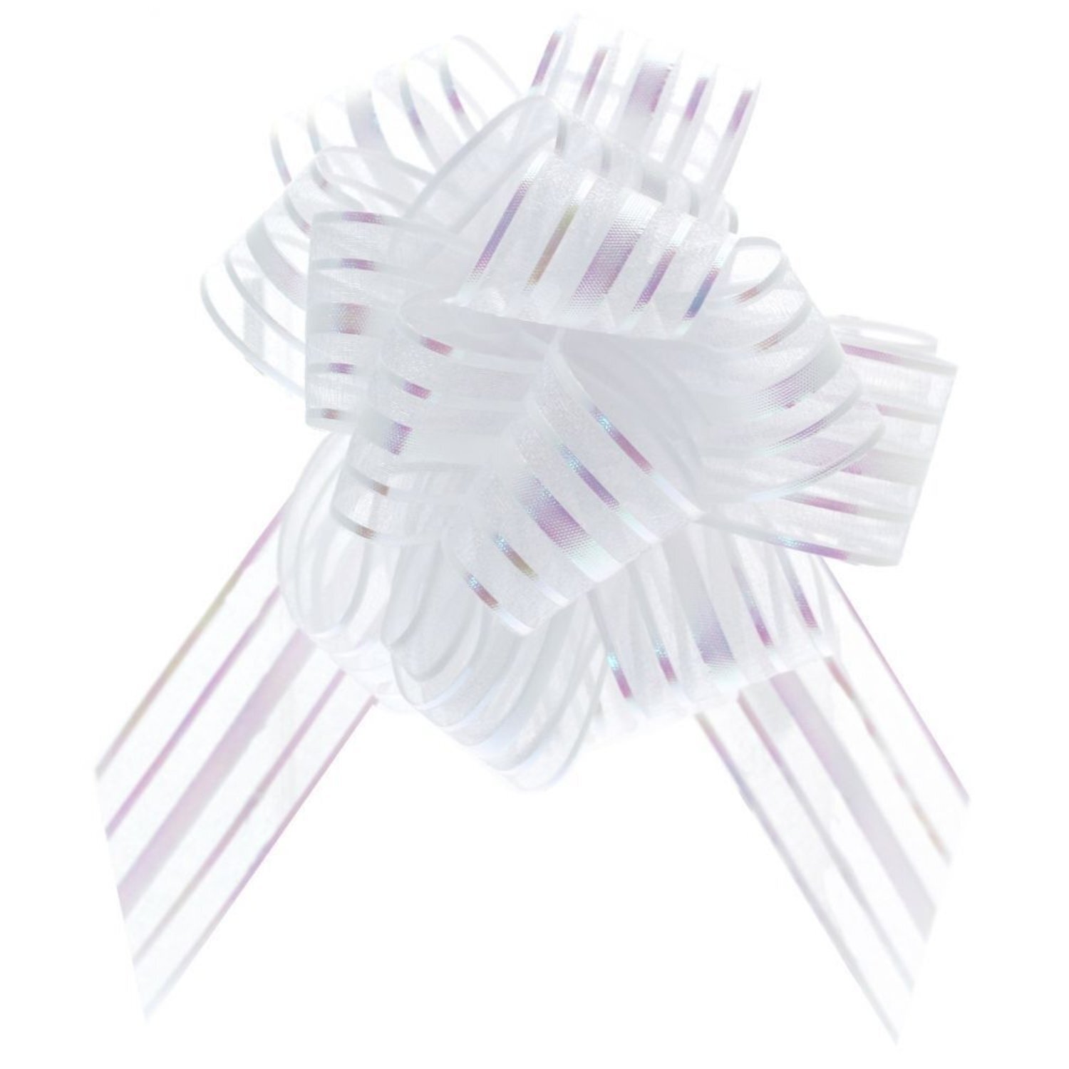  - Single Organza Pull Bow 31mm 12 PackWhite - Image 3
