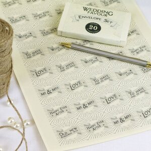 Cream Envelope Wedding Set Ivory and Grey