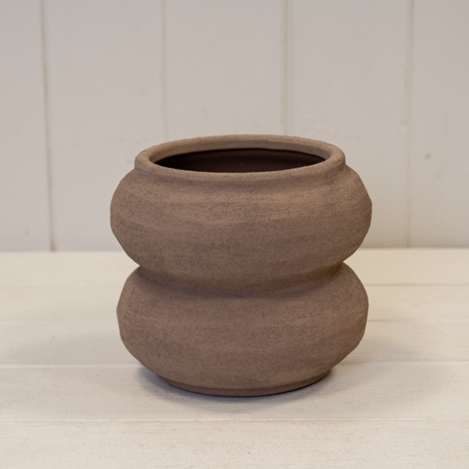  - Brown Textured Stone Sculptured Vase - Image 3