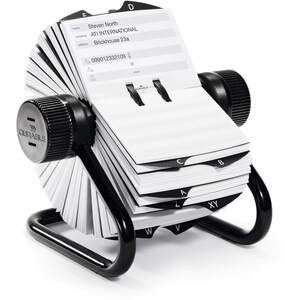 Telindex Rotary Address Card Holder - 500 Cards & A-Z Index - Black