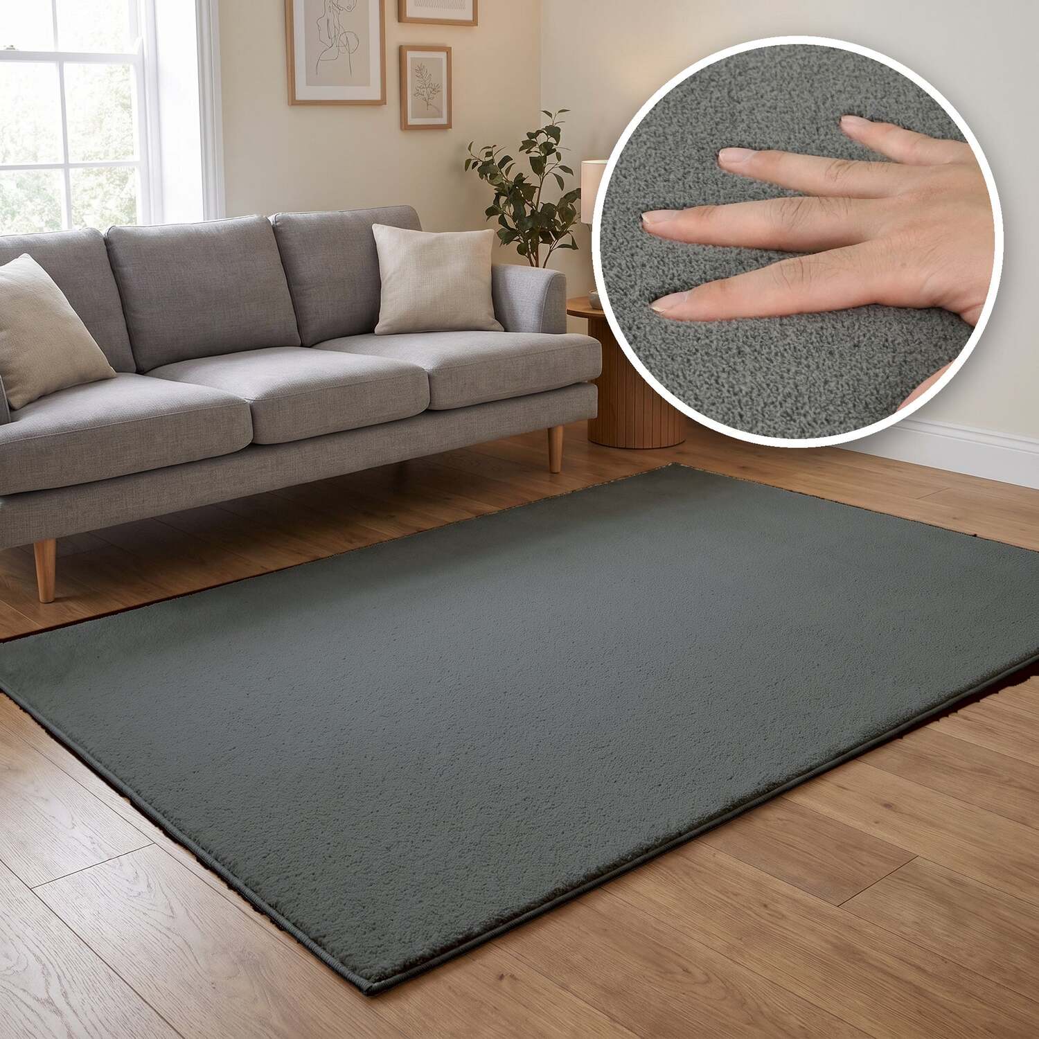 The Rugs Washmellow Machine Washable Soft Pile Area Rug With Non-Slip Backing - Grey / 160Cm / 120Cm / 1.92Kg