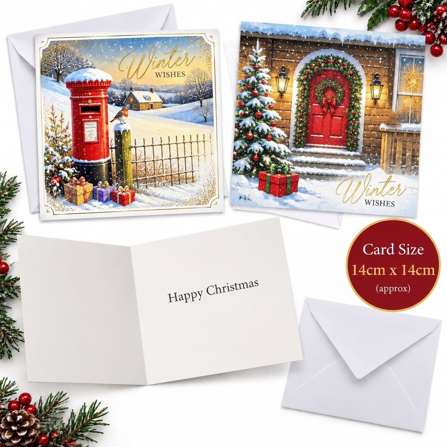 Postacards Design 24 Luxury Christmas Cards With Envelopes Post Box Festive Door 2 Designs