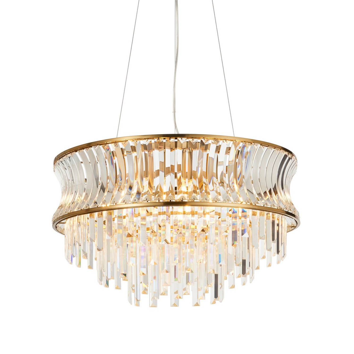 Merano Vittoria Crystal And Clear Glass Warm Brass Plate Pendant Light - Image 3