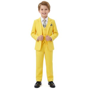 4 Piece Kids Halloween Comedy Suit Costume - Yellow / S