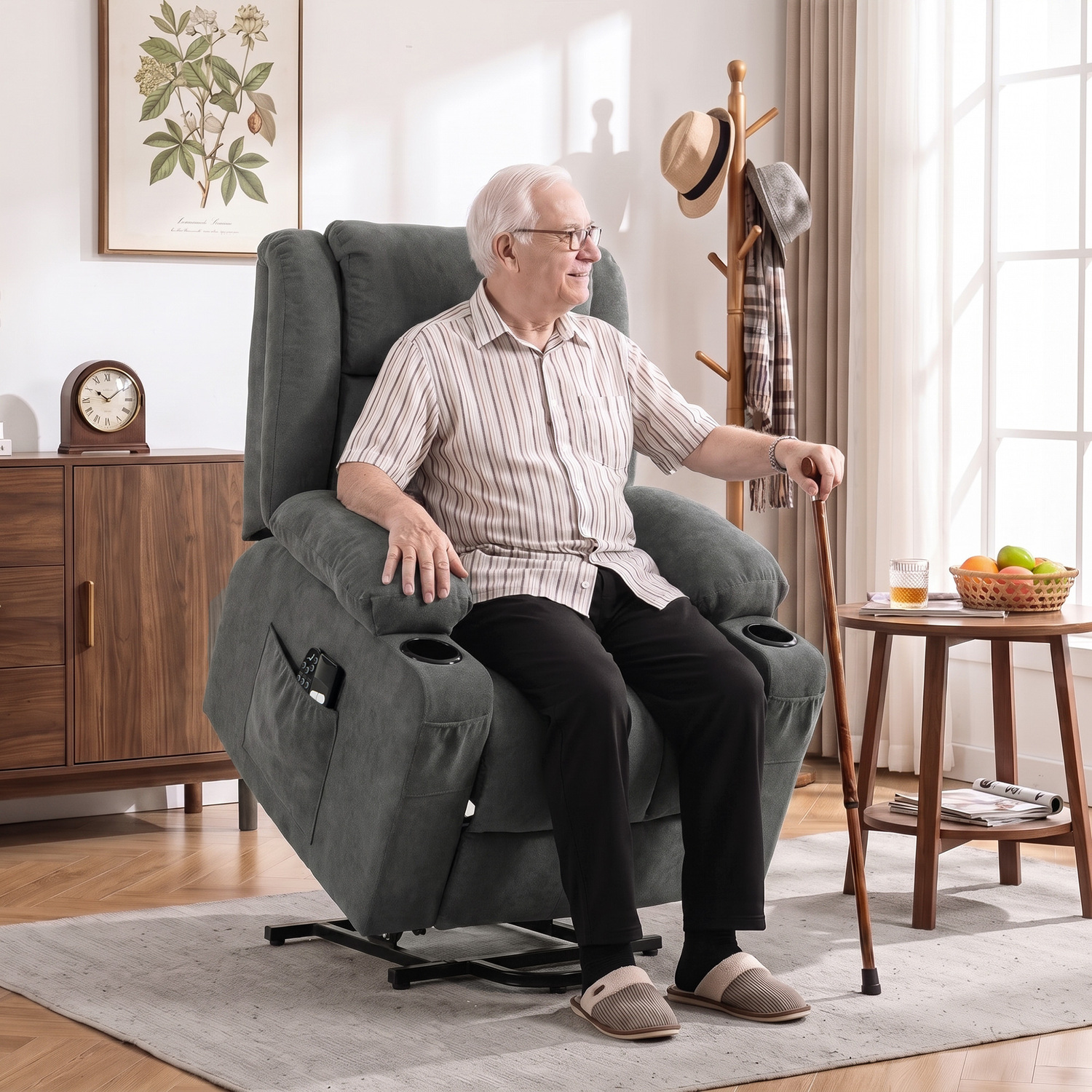 Homcom Dark/Grey Dual Motor Recliner Chair Power Lift Chair W/ Massage Heat, - Image 2