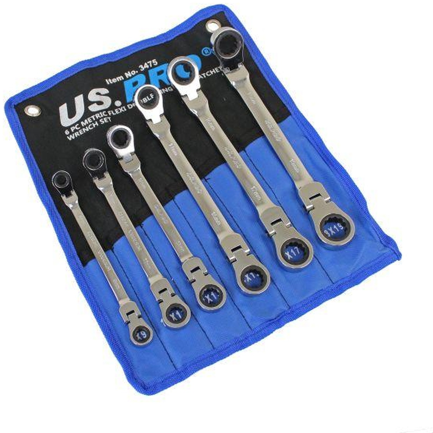 Us Pro Tools 6Pc Metric Flexi Double Ring Gear Ratchet Spanner Wrench Set - Image 5