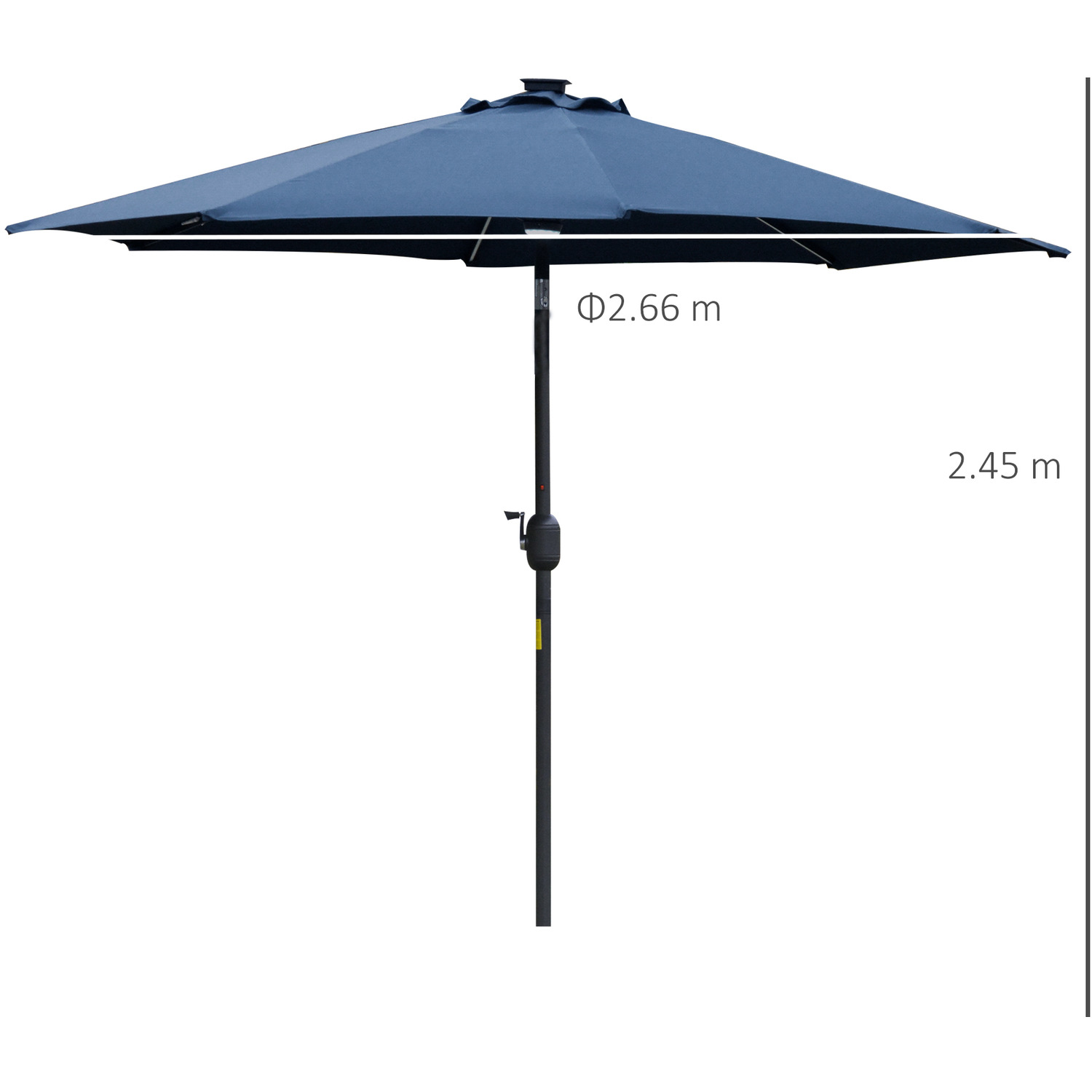 2.7m Garden Parasol Sun Umbrella with LED Solar Light