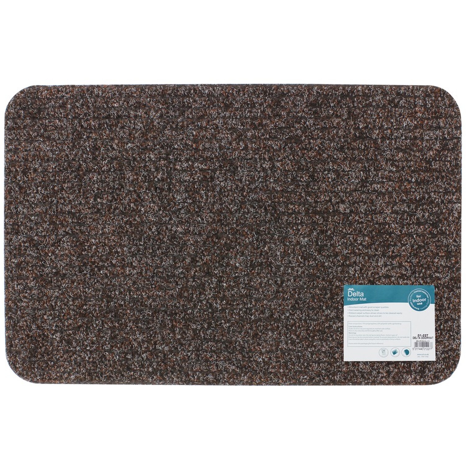 JVL Delta Scraper Door Mat, 40x60cm, Brown | Size: 40 cm x 60 cm