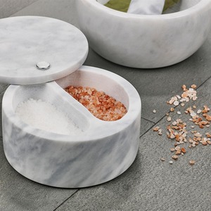 Homiu Salt Cellar Marble 2 Compartment with Swivel Top