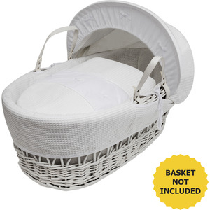 White Waffle with Bows Moses Basket Bedding Set Dressings