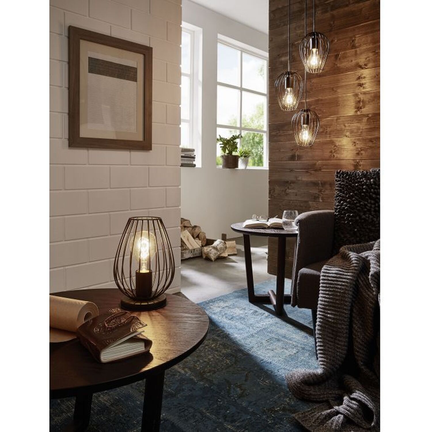 Image of Eglo Newtown Rounded black table lamp&hellip;