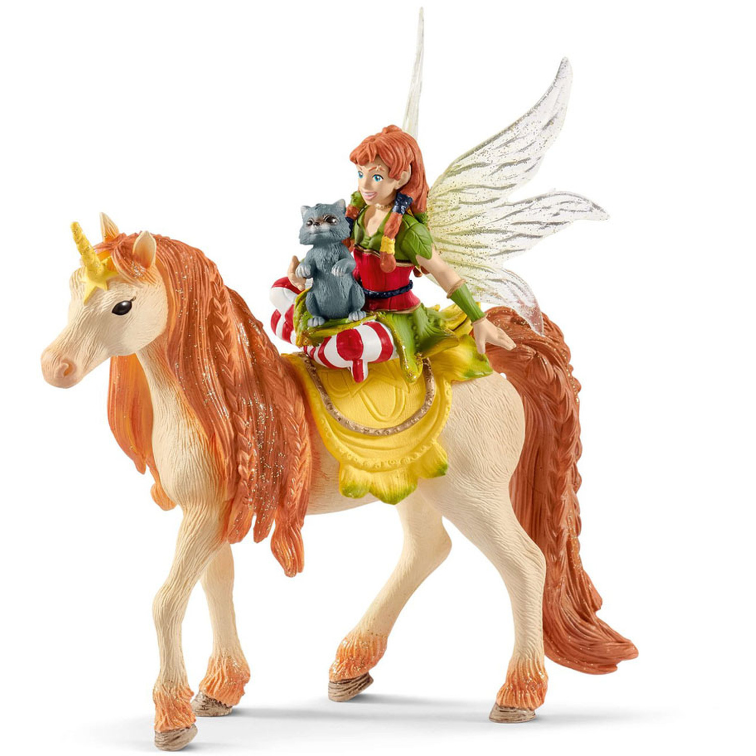 Image of SCHLEICH Bayala Fairy Marween with Glitter Unicorn Toy Figure - Black