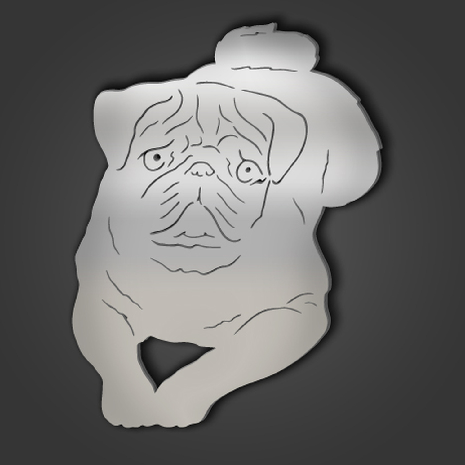 Image of Pug Style 2 Silver Acrylic Mirror&hellip;