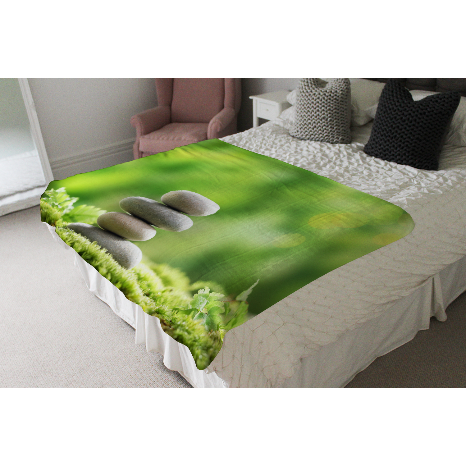 Rock Garden Stones Blanket - Green
