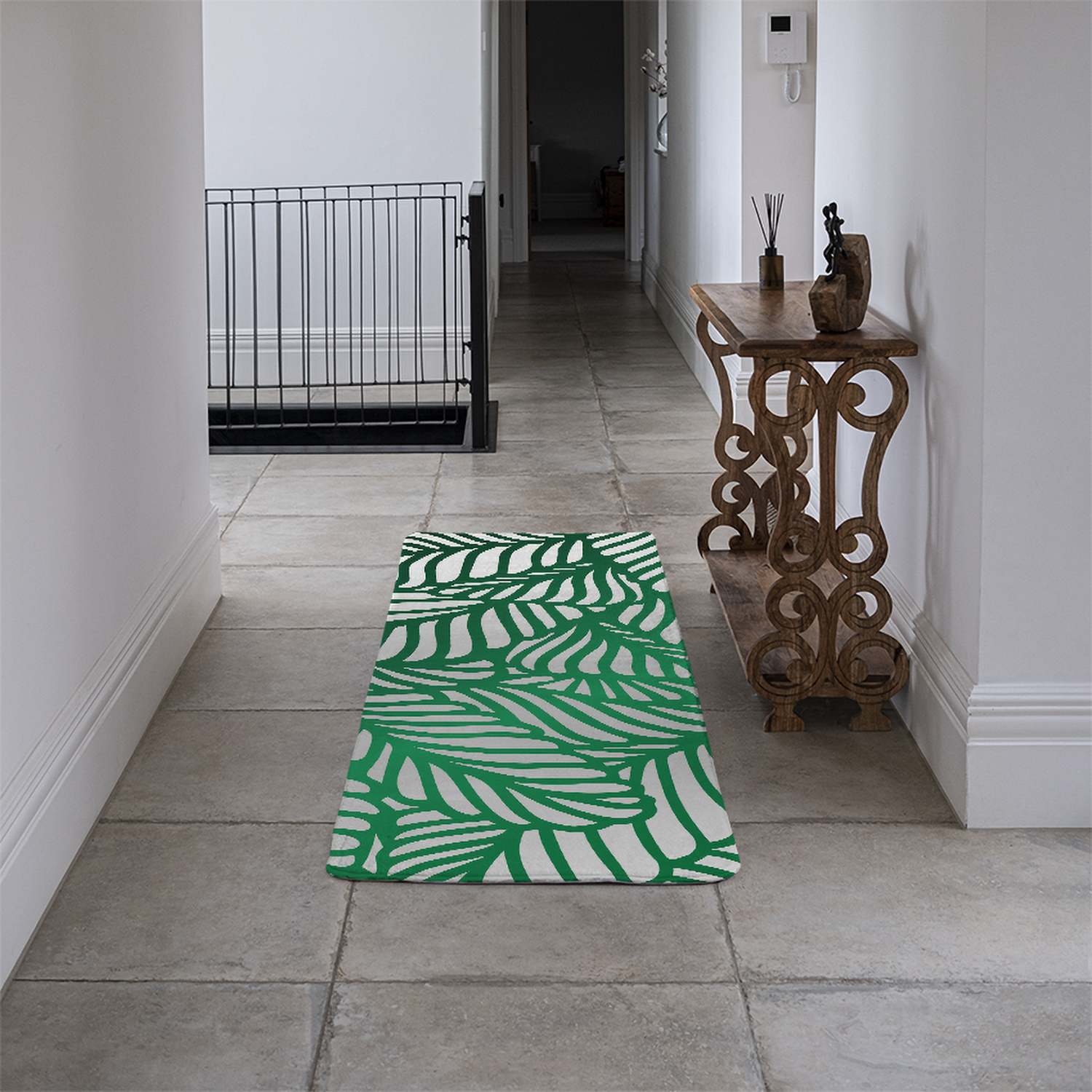 Green Biophilic design with natural analogues texture Designer Runner Rug - Green