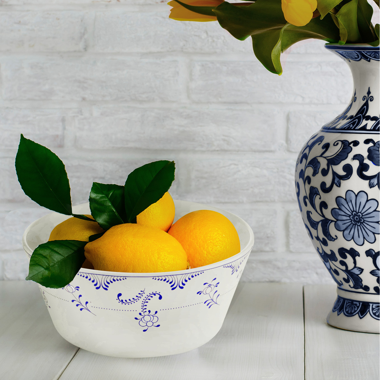 The Mia Marvy Series Salad Bowl - White And Blue