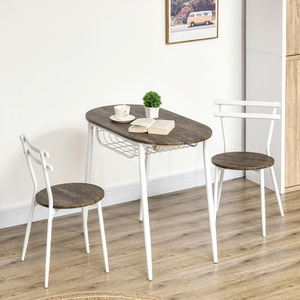 HOMCOM 3-Piece Dining Table and Chairs Set, Oval Kitchen Table with 2 Chairs