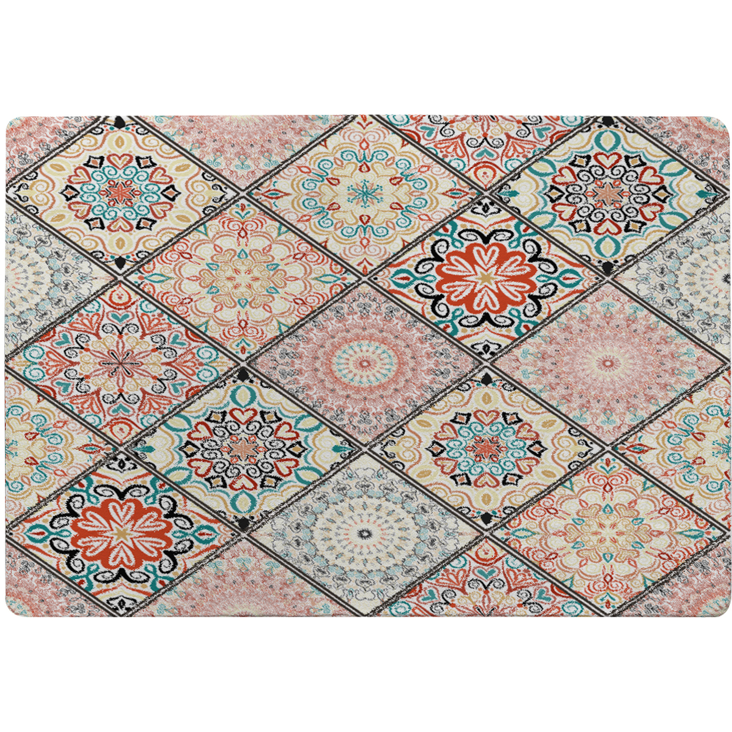 Luxury Oriental Tile Rug - Pink / 150cm
