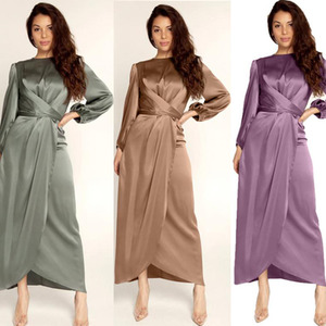 Satin Wrapped Long Sleeve Dress