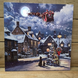 White Light up Christmas Santa Dog Scene Wall Art shot 2541504