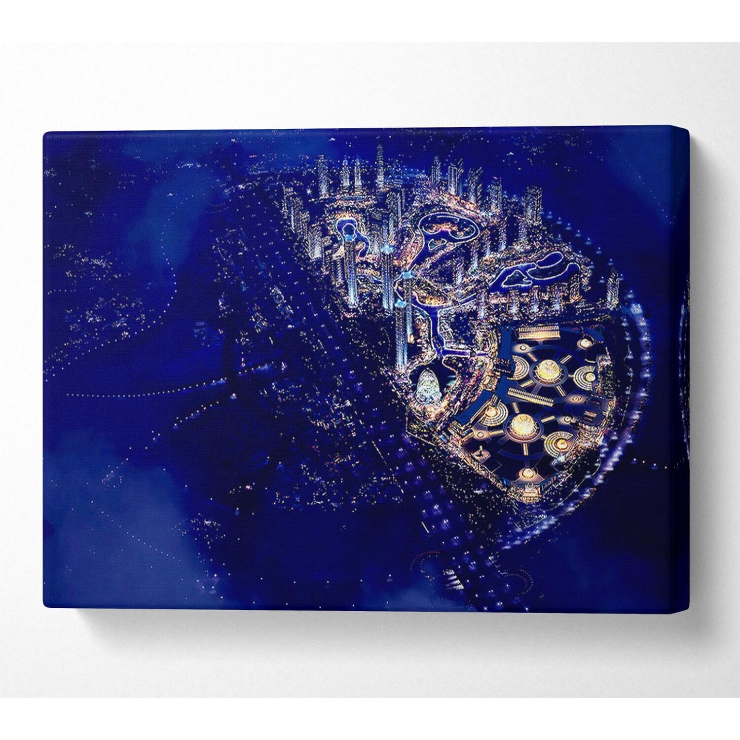 Wallart-Direct - Dubai Blue Nights Canvas Print Wall Art - Yellow / 101.6cm thumbnail