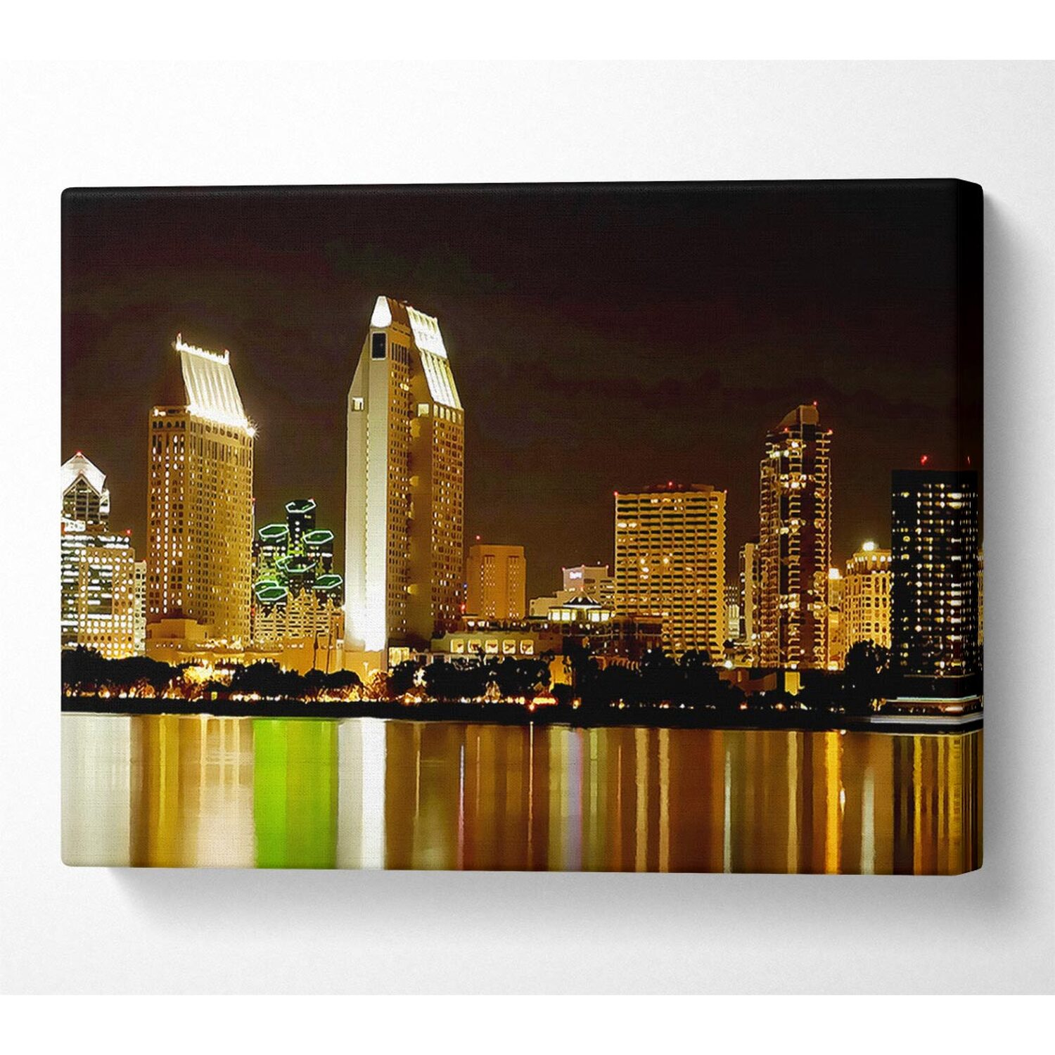 Wallart-Direct - Hong Kong Golden Lights Canvas Print Wall Art - Yellow / 101.6cm thumbnail