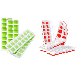 Set of 4 Foldable Ice Cube Trays with Lid