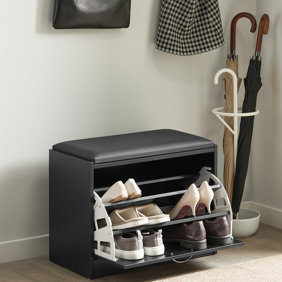 SoBuy Hallway Shoe Bench with Flip-drawer and Removable Seat Cushion