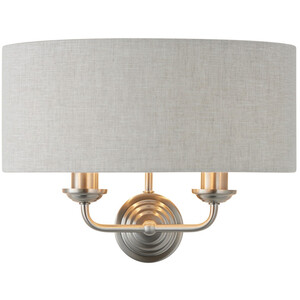 Highclere Shade Wall Lamp Brushed Chrome Plate Natural Linen