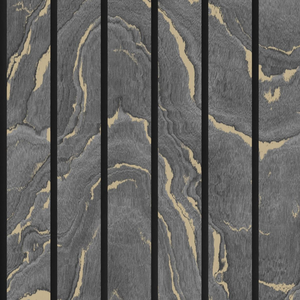Muriva Woodgrain Panel Charcoal  Gold Wooden Slats Luxury Wallpaper 193503