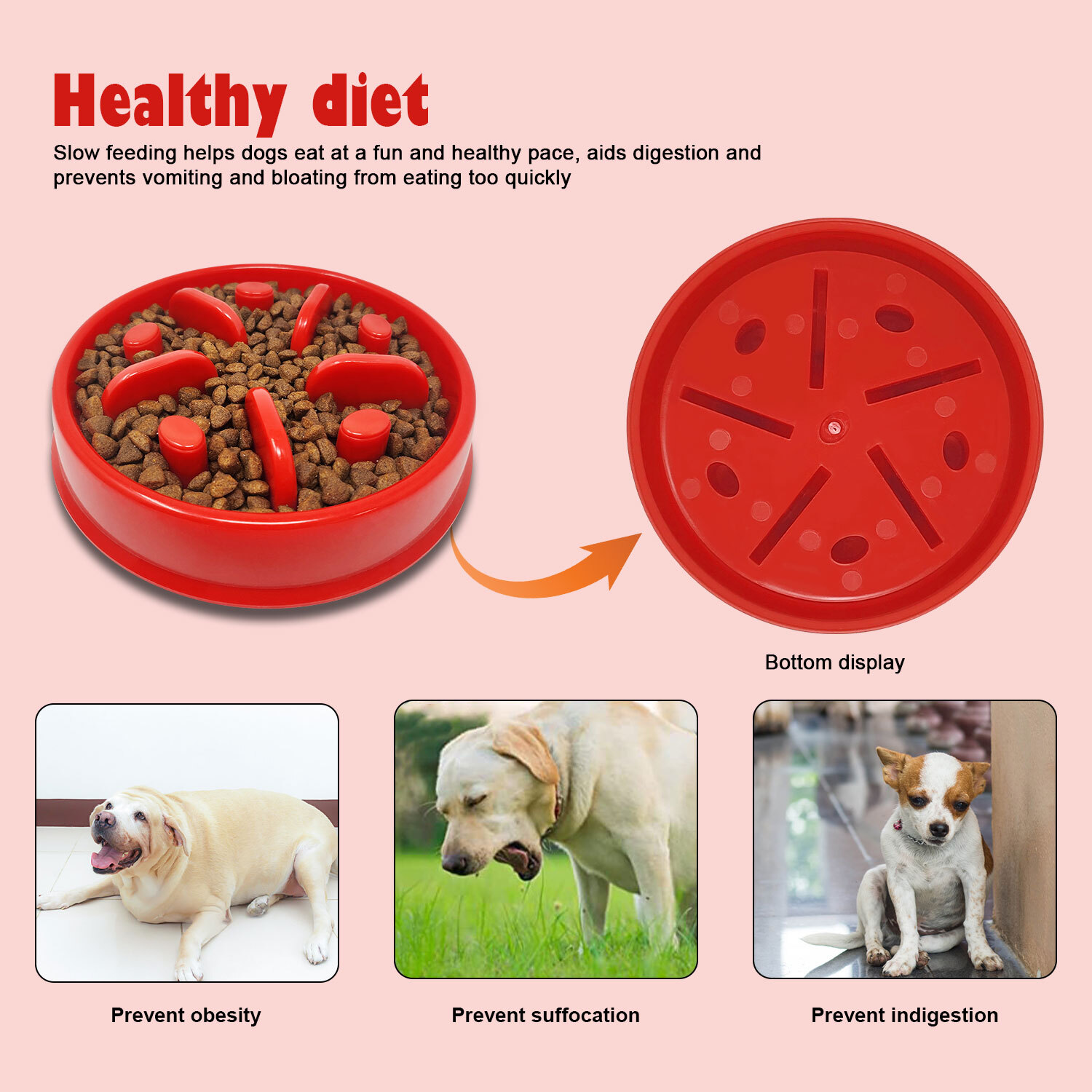 Pink Dog PuzzleMat Slow Feeder – Lick Mat For Dogs To Slow Eating, Works With Dry/Wet Food & Treats, Suction Cup Base