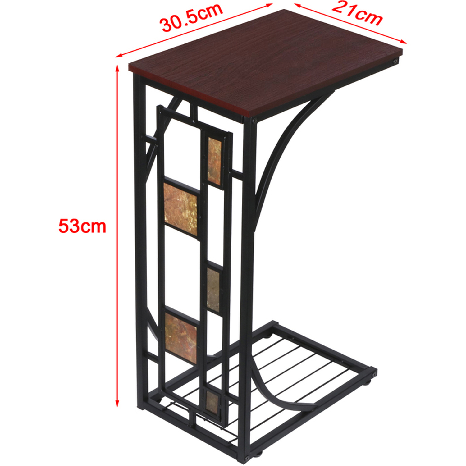C Shaped Side Sofa Snack Table - Brown