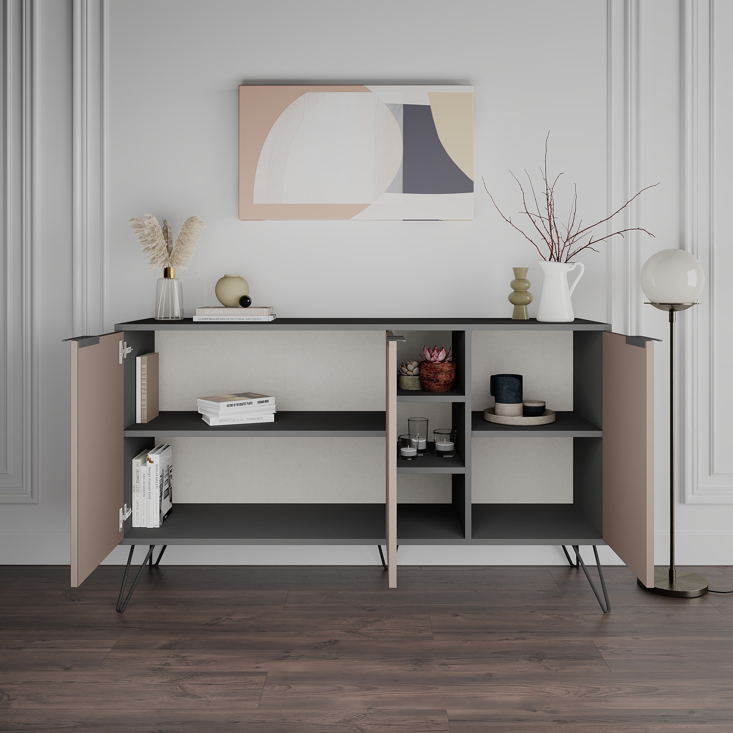 Clara Console Sideboard Display Unit - Mocha Grey
