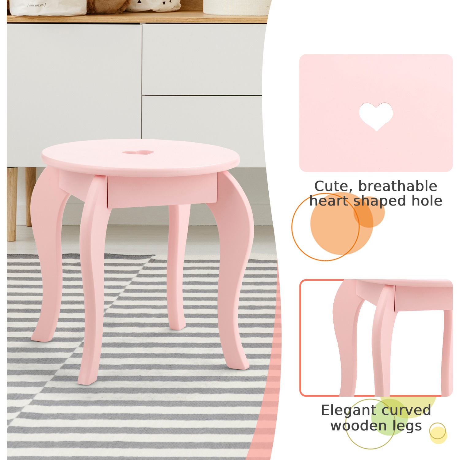 Kids Vanity Chair Table Set - Pink