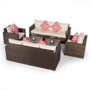 Giardino Sydney 8 Seater Rattan Sofa Set with 2 Square Coffee Tables