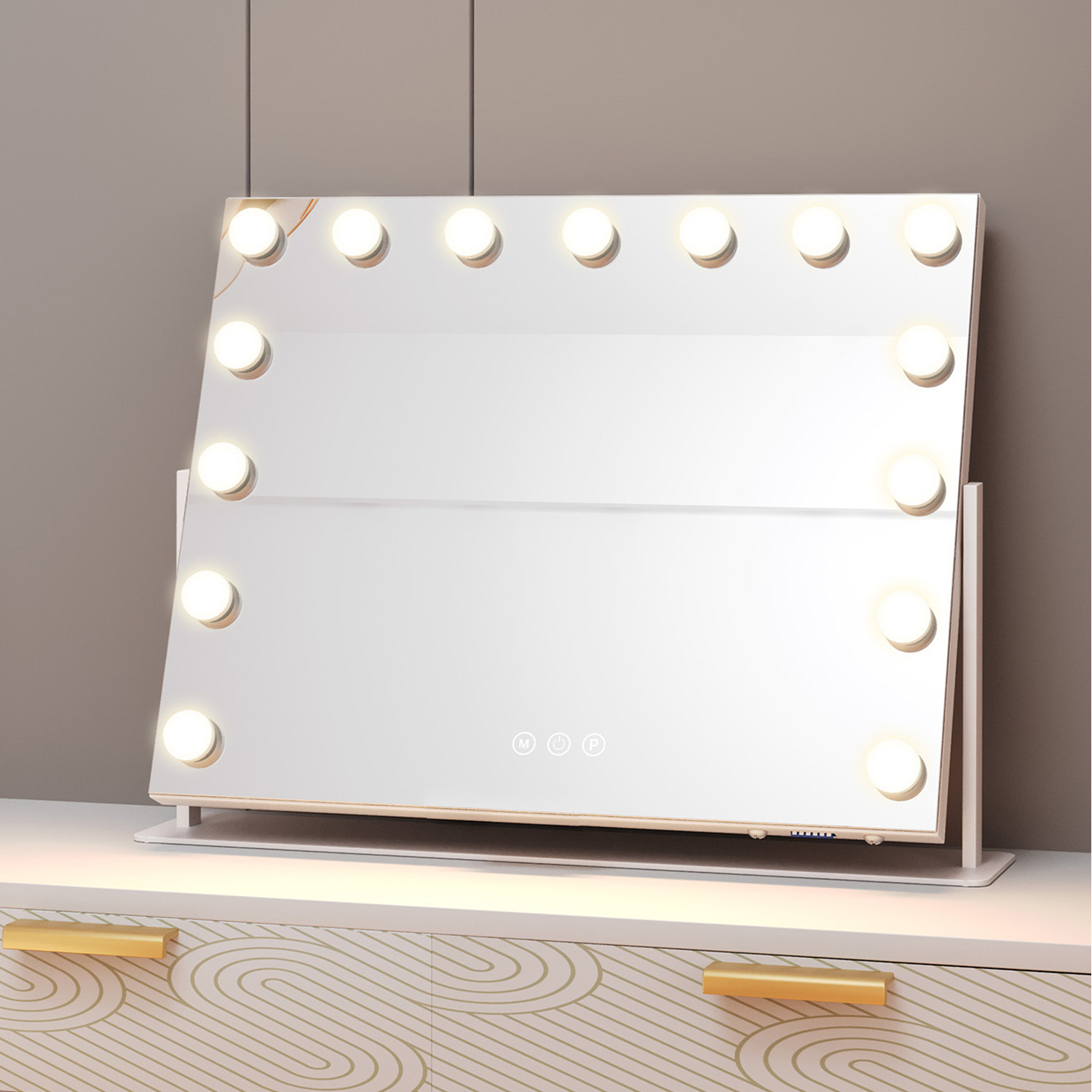 FENCHILIN - Hollywood 15 LED Vanity Mirror - Metal White thumbnail