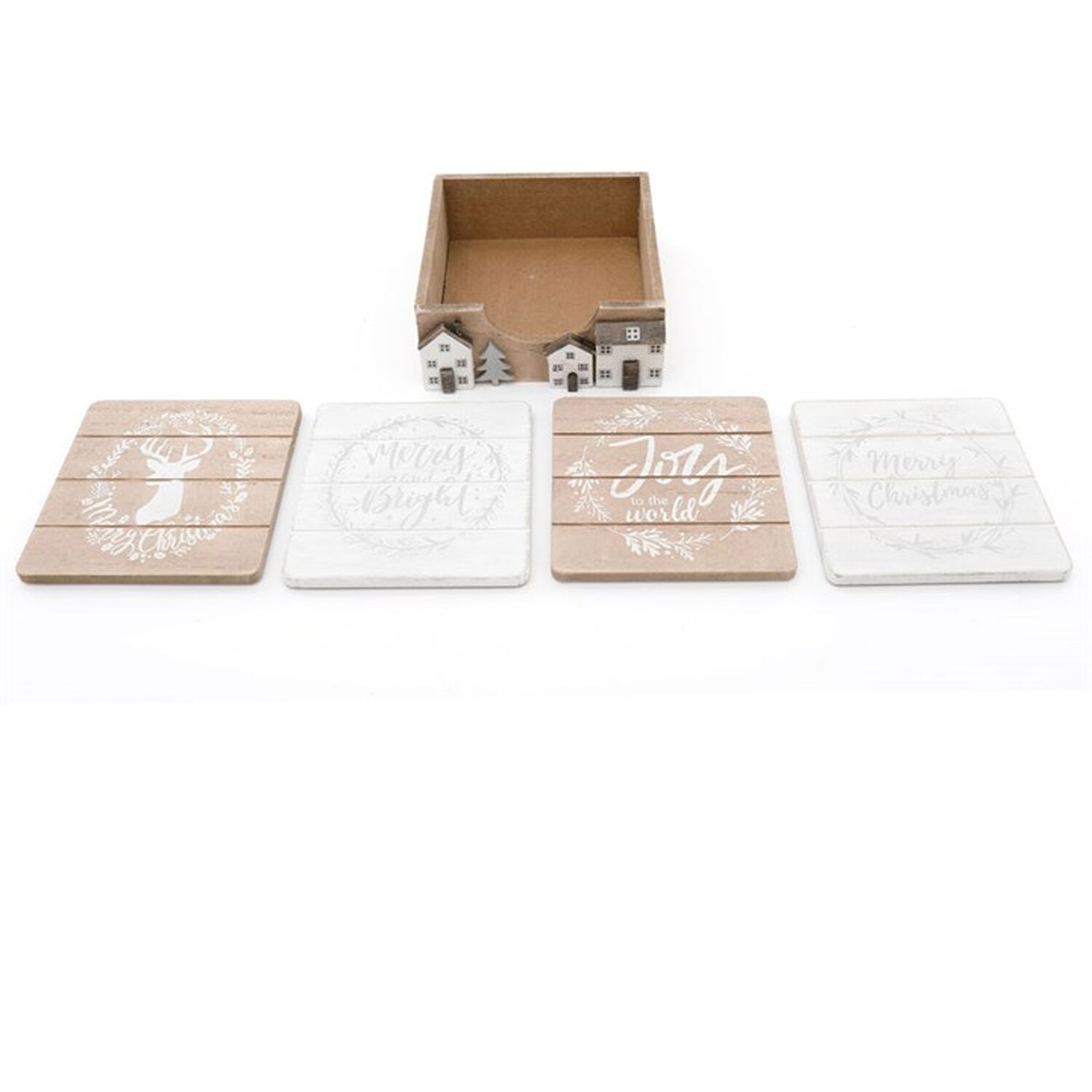 Image of Set Of 4 Natural Christmas House&hellip;