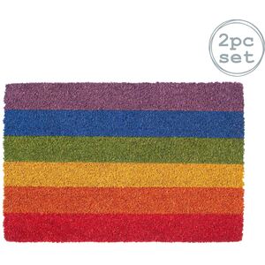 Nicola Spring Coir Door Mats - 60 x 40cm - Rainbow - Pack of 2