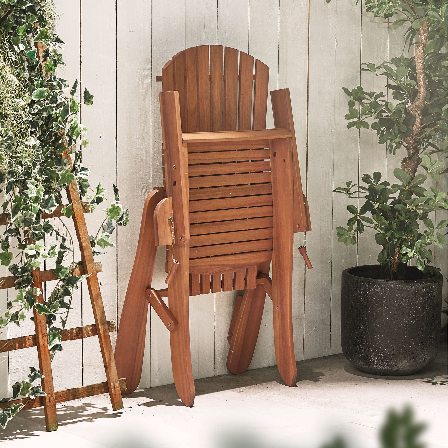 Folding Adirondack Garden Chair With Oiled Finish - Natural 1