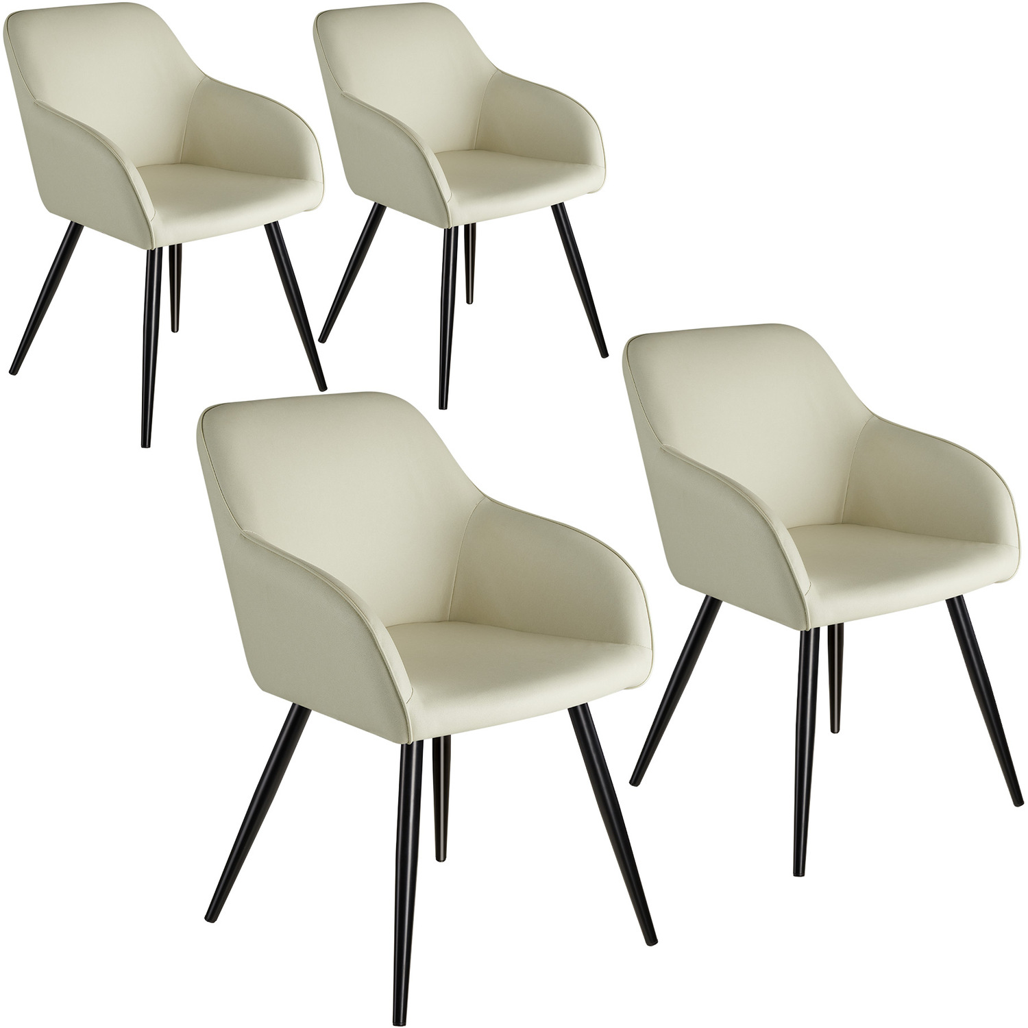 Accent Chair Marilyn With Armrests Set Of 4 - Cream Black