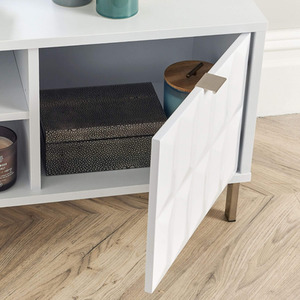 White Home Source Siena 2 Door High Gloss TV Stand Storage Unit shot 5082940