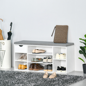 HOMCOM Shoe Storage Bench with Cushion 7 Compartments