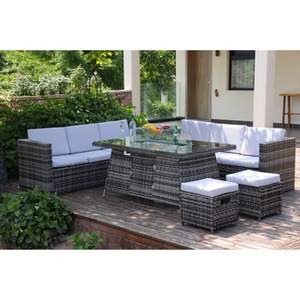 Alivio 8-Seater Garden Rattan Sofa Set with Coffee Table