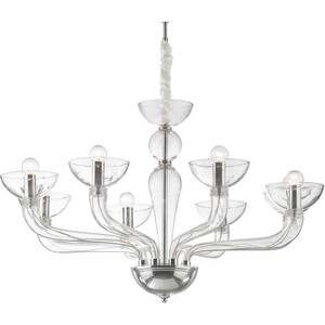 Casanova  8 Light Multi Arm Chandelier Clear Glass, E14