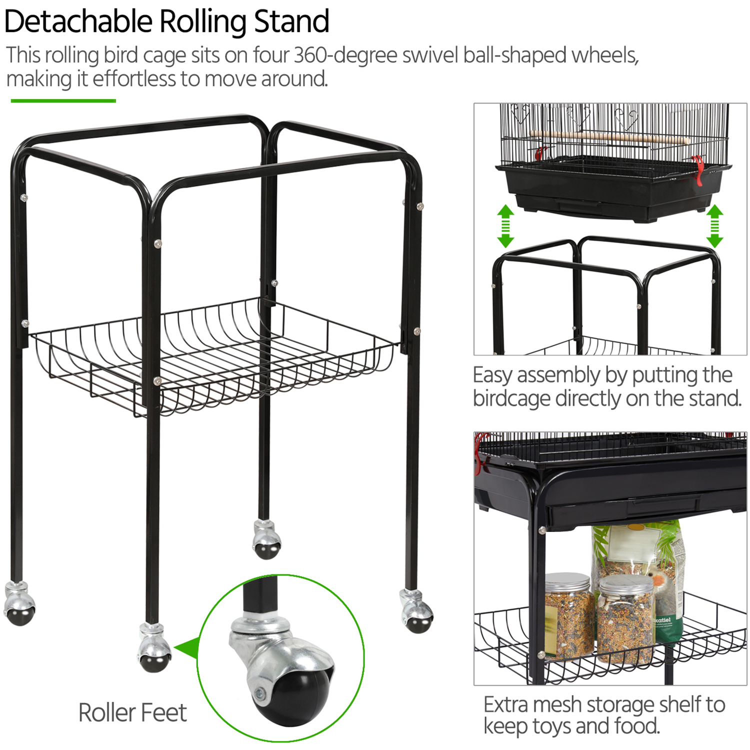 Picture of Rolling Parrot Cage with Double Doors
