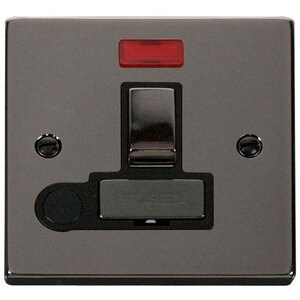 Black Nickel 13A Fused Ingot Connection Unit Switched With Neon With Flex
