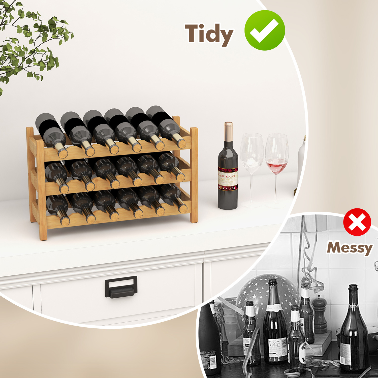 3-Tier Bamboo Wine Rack