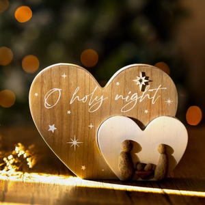 Pebble Nativity Heart Plaque
