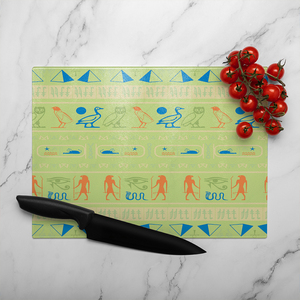 Hieroglyphic Egyptian Language Symbols Glass Chopping Board-large