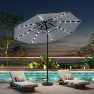 3 Tier Lighted Umbrella with Cement Base